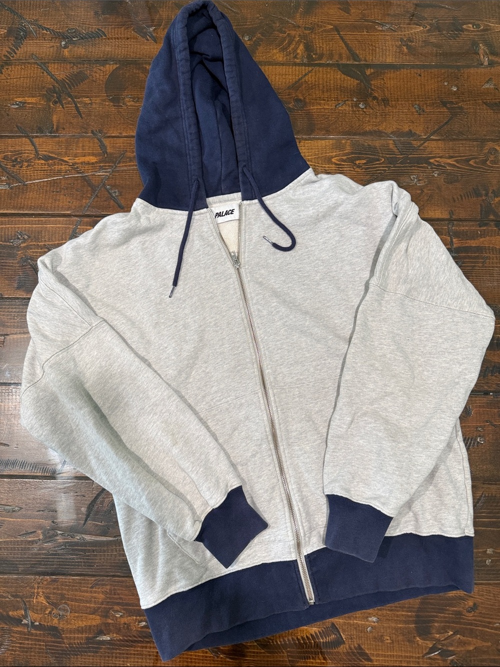 PALACE Two-Tone Zip Hoodie - Light Gray & Navy
